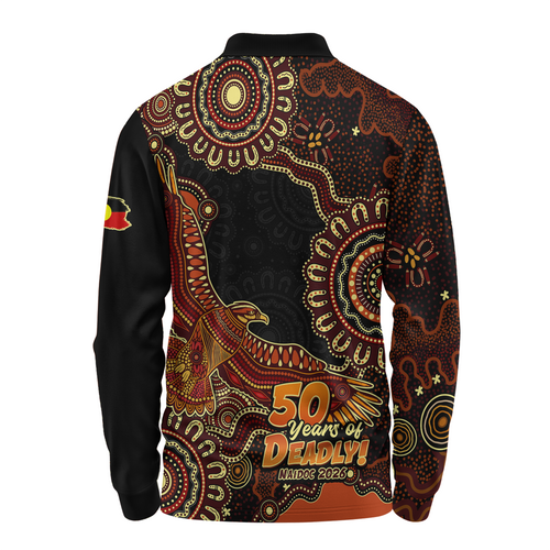 (Custom) Indigenous Australian Aboriginal Long Sleeve Polo Shirt Naidoc Eagle Spirit Of Country