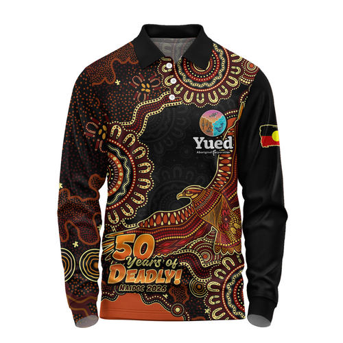 (Custom) Indigenous Australian Aboriginal Long Sleeve Polo Shirt Naidoc Eagle Spirit Of Country