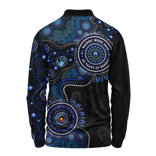 Indigenous Australian Aboriginal Long Sleeve Polo Shirt Naidoc Week Spirit Connection Through Sea Country