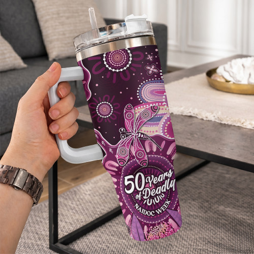 Indigenous Australian Aboriginal 40oz Tumbler NAIDOC Week Aboriginal Dreaming Trails Of Country