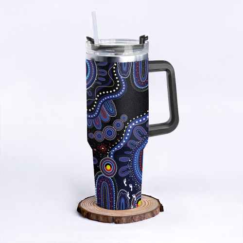 Indigenous Australian Aboriginal 40oz Tumbler Sacred Aboriginal Tracks Of Country Spirit
