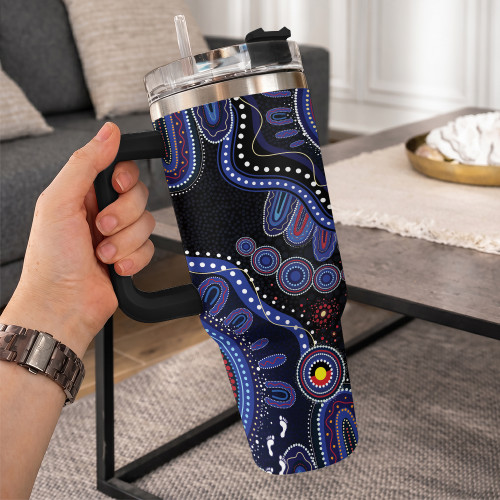 Indigenous Australian Aboriginal 40oz Tumbler Sacred Aboriginal Tracks Of Country Spirit