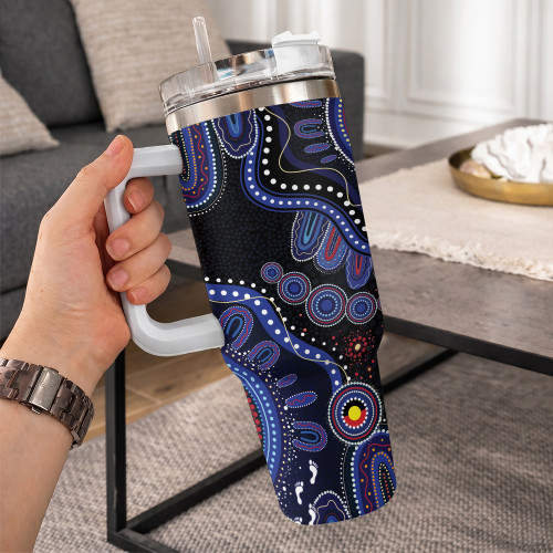 Indigenous Australian Aboriginal 40oz Tumbler Sacred Aboriginal Tracks Of Country Spirit