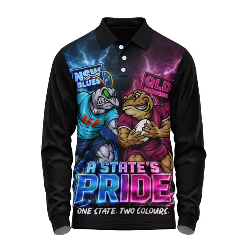 Queensland Maroons Long Sleeve Polo Shirt NSW Vs QLD State Pride Clash