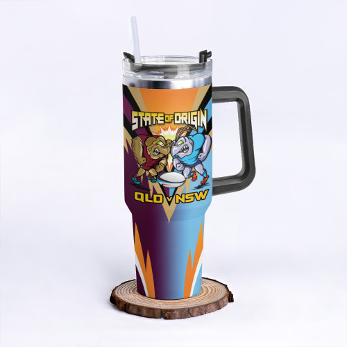 New South Wales Blues 40oz Tumbler Passionate Fan Born To Win QLD vs NSW
