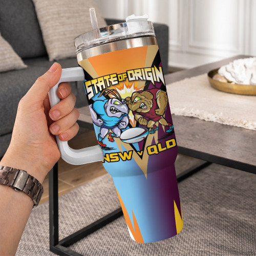 New South Wales Blues 40oz Tumbler Passionate Fan Born To Win QLD vs NSW