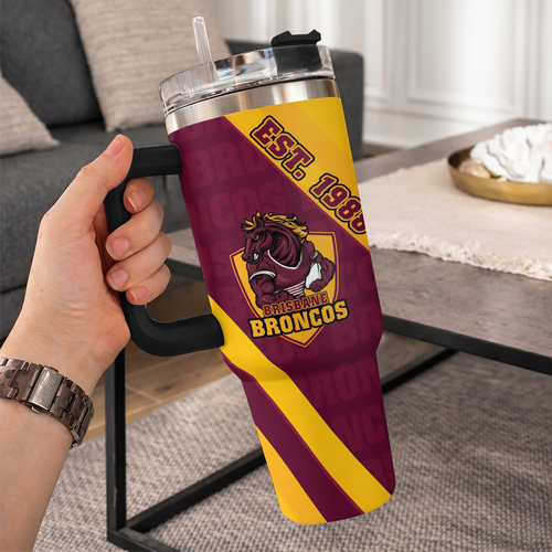 Brisbane Broncos 40oz Tumbler Breaking Through Limits With Every Line