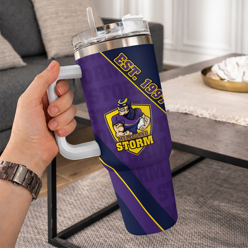 Melbourne Storm 40oz Tumbler Breaking Through Limits With Every Line
