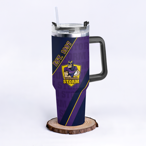 Melbourne Storm 40oz Tumbler Breaking Through Limits With Every Line