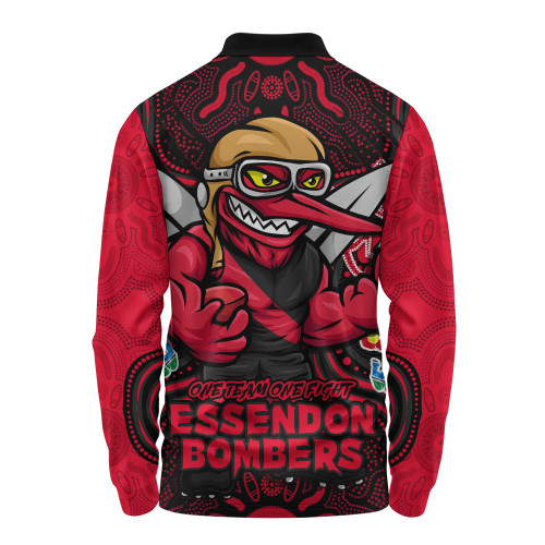Essendon Long Sleeve Polo Shirt One Team One Fight