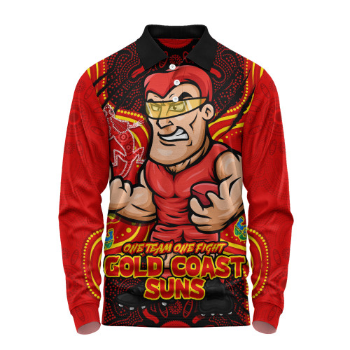 Gold Coast SUNS Long Sleeve Polo Shirt One Team One Fight