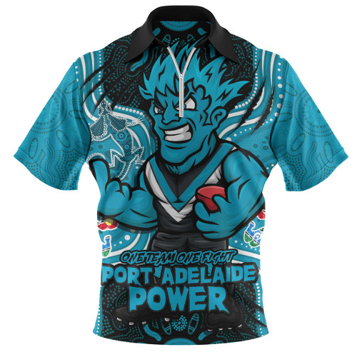Port Adelaide Zip Polo Shirt One Team One Fight