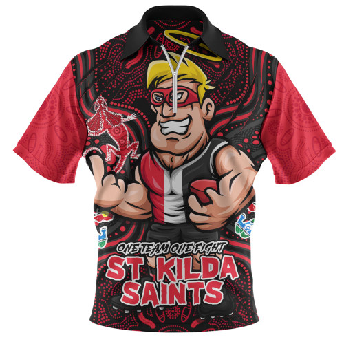 St Kilda Zip Polo Shirt One Team One Fight