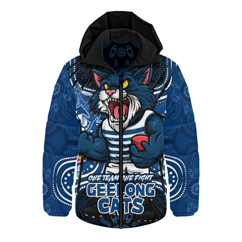 Geelong Cats Hooded Padded Jacket One Team One Fight