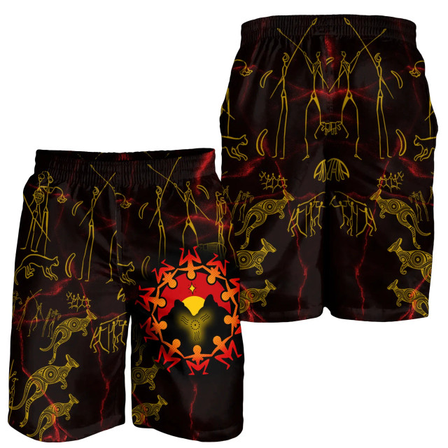 Australia Aboriginal Men Shorts - Australia Map and Indigenous Flag