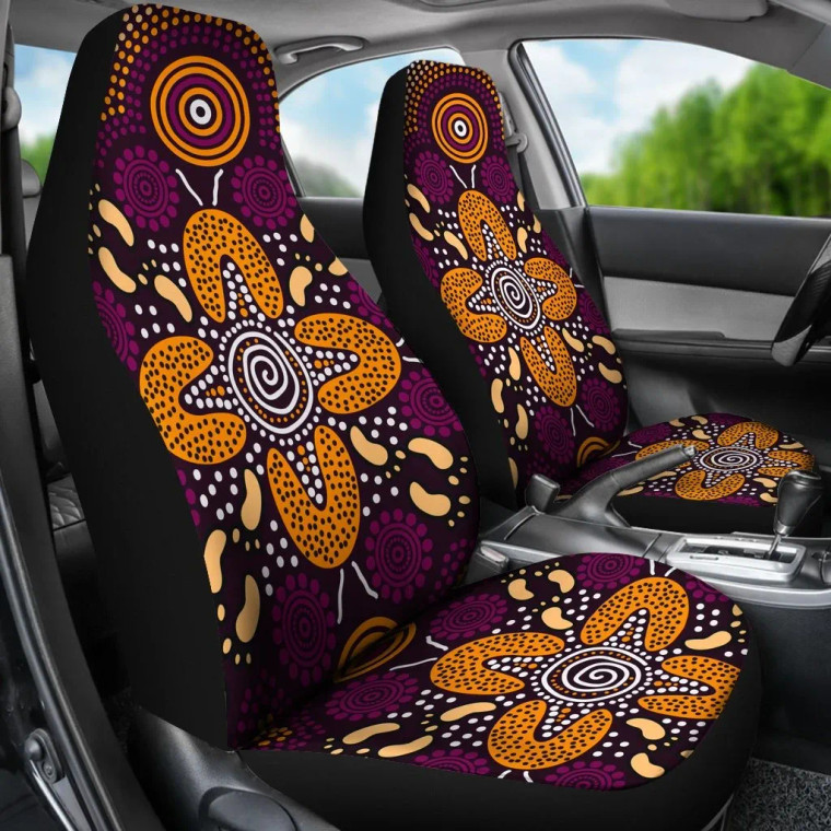 Australia Aboriginal Car Seat Covers Flowers Dot Panting Art