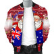 Australia Christmas Bomber Jacket - Australia Santa Claus Hold The Flag ( Red)
