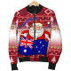 Australia Christmas Bomber Jacket - Australia Santa Claus Hold The Flag ( Red)