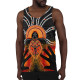 Australia Aboriginal Men Tank Top - Indigenous Turtle Hand Art (Black)