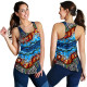 Australia Women Racerback Tank - Aboriginal Lizard Dot Painting Blue Wave