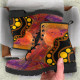 Australia Aboriginal Leather Boots - Australia Indigenous Flag Circle Dot Painting Art (Golden)