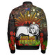 Canterbury-Bankstown Bulldogs Bomber Jacket - Anzac Bulldog with Remembrance Poppy and Indigenous Patterns Bomber Jacket