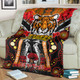 Tigers Rugby Anzac Day Watercolour Blanket - Custom Remembrance West Tigers With Poppy Flower