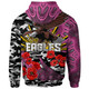 Manly Warringah Sea Eagles Anzac Custom Hoodie - Manly Warringah Sea Eagles Aboriginal Inspired with Poppy Flower Hoodie