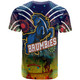 Brumbies Rugby T- Shirt- Anzac Day "Lest We Forget" Brumbies Aboriginal Pattern With Horse T- Shirt
