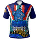 Blues Rugby Polo Shirt - Custom Anzac Aussie Blues and Aboriginal Inspired Pattern Polo Shirt