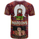 Maroons T- Shirt - Custom Naidoc Week ''Get up, Stand Up, Show Up''Maroons Kangaroo With Aboriginal Inspired Culture T- Shirt