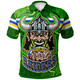 Raiders Rugby Polo Shirt - Custom Raiders Holding Ball In Hand With Dot Art Aboriginal Background Polo Shirt