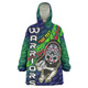 Warriors Rugby Snug Hoodie - Cusstom Rugby Player Maori Mask With Fern Pattern Oodie Blanket