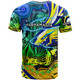 Parramatta Eels T-shirt - Custom Electric Parramatta Eels with Aboriginal Inspired Dot Painting Player And Number T-shirt
