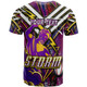 Storm Rugby T-Shirt - Custom Storm And Thunder Aboriginal Style Of Dot Background Personalised Player And Number T-Shirt