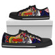 Sydney Roosters Low Top Shoes - Angry Rooster with Aboriginal Inspired Indigenous Dot Painting Style