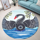 Australia Aboriginal Round Rug - Aboriginal Art Painting With Black Swan Round Rug