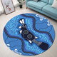 Australia Aboriginal Round Rug - Indigenous Platypus Aboriginal blue dot art background Round Rug