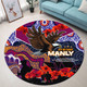 Manly Warringah Sea Eagles Anzac Round Rug - Lest We Forget Aboriginal Inspired Patterns Round Rug