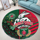 South Sydney Rabbitohs Round Rug - South Sydney Rabbitohs Ball Aboriginal Inspired Indigenous Sport Style Round Rug