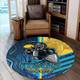 Gold Coast Titans Round Rug - Gold Coast Titans Ball Aboriginal Inspired Indigenous Sport Style Round Rug