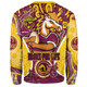 Brisbane Broncos Custom Sweatshirt - Go Mighty Broncos Indigenous Art Personalised Player Name And Number Sweatshirt