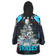 Cronulla-Sutherland Sharks Christmas Snug Hoodie - Custom Cronulla-Sutherland Sharks Aboriginal Inspired Xmas Team 15 Players Oodie Blanket