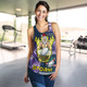 Melbourne Storm Women Racerback Tank - Christmas Snowflakes Melbourne Storm Mascot Women Racerback Tank
