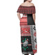 St.George Rugby Women Off Shoulder Long Dress - Christmas Snowflakes Dragon Mascot