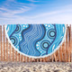 Australia Aboriginal Beach Blanket -  Blue Indigenous Patterns Beach Blanket