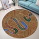 Australia Aboriginal Inspired Round Rug - A Snake Aboriginal Styled Dot Painting Artwork Round Rug