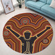 Australia Aboriginal Inspired Round Rug - Aboriginal Style Of Dot Background Depicting Victory Round Rug