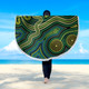 Australia Aboriginal Inspired Beach Blanket - Green Circle Aboiginal Inspired Dot Painting Style Beach Blanket