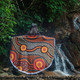 Australia Aboriginal Inspired Beach Blanket - Orange Aboiginal Inspired Dot Painting Style Beach Blanket